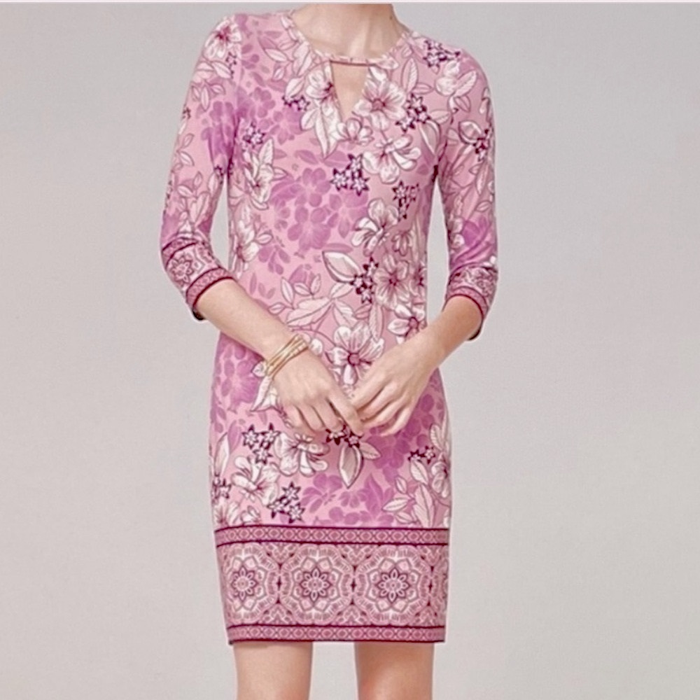 WHBM Keyhole Floral Matte Jersey Dress